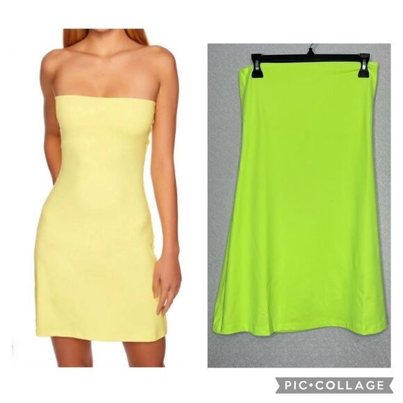 Susana Monaco Dresses & Skirts - Susana Monaco Neon Yellow Strapless Tube Mini Dress L